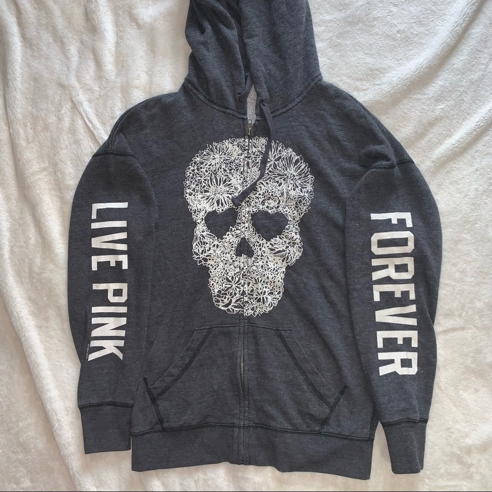 RARE XS FULL ZIP SKULL HOODIE